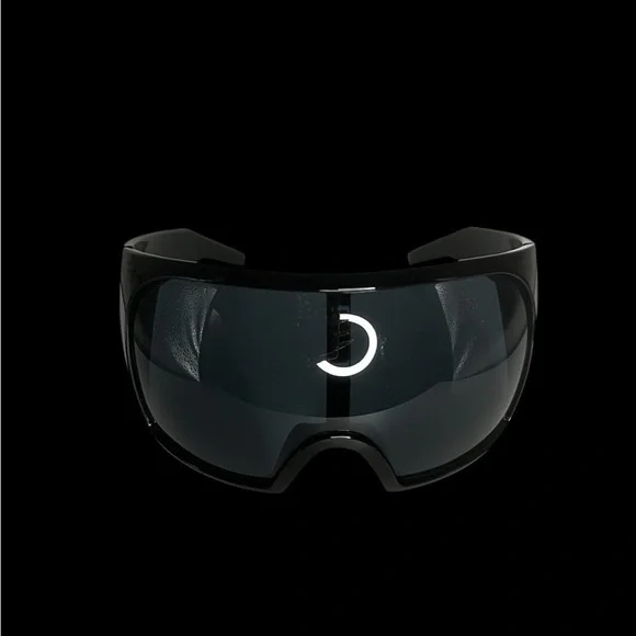 Oversized Black Shield Visor Sunglasses - Picture 7 of 9